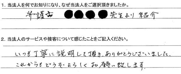 お客様の声２６２