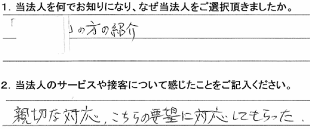 お客様の声２８９